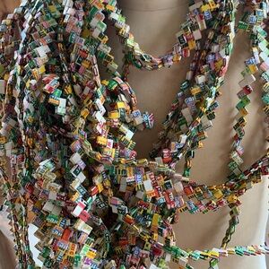 Bubblegum wrapper chain garland chain handmade. Yards and yards and yards. Rare